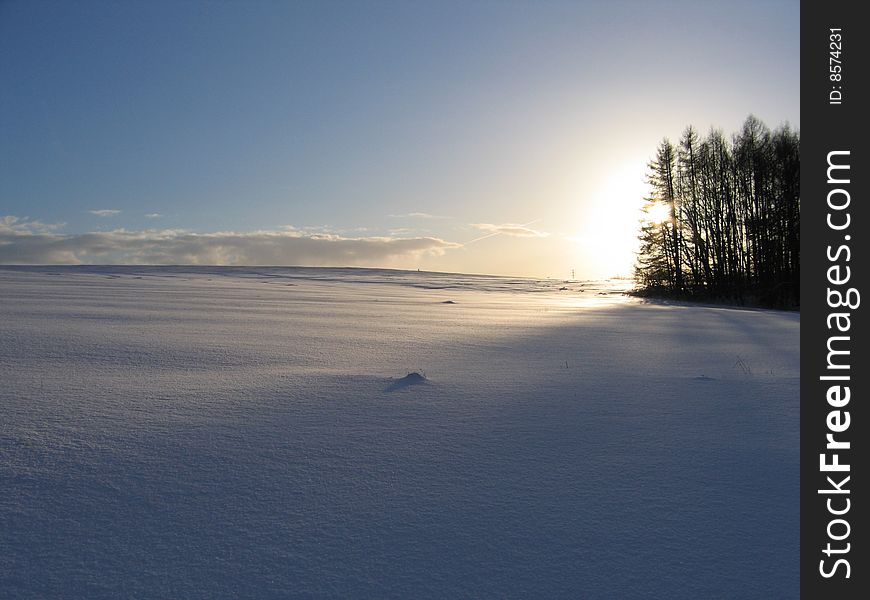 Sunset in winter