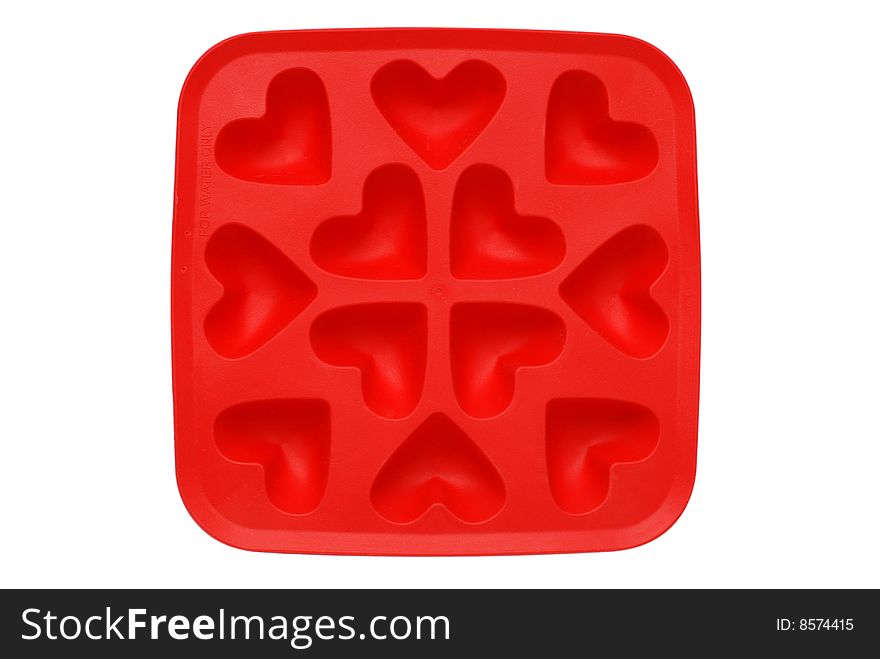 Heart shaped ice holder isolated over a white background