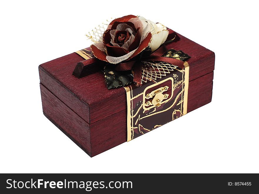 Gift Wooden Box Isolated On A White