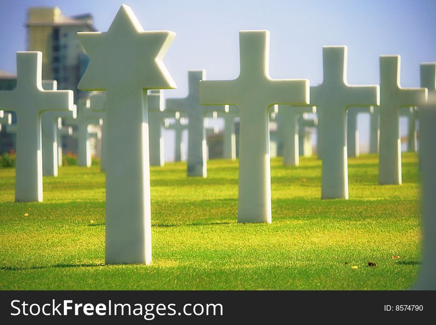 Star of david cross among christian crosses. Star of david cross among christian crosses