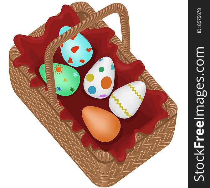 Easter eggs in a red basket