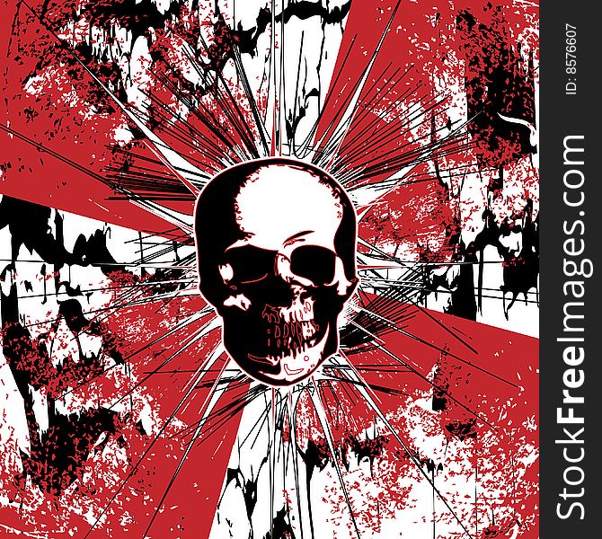 A skull on a grunge  background design. A skull on a grunge  background design