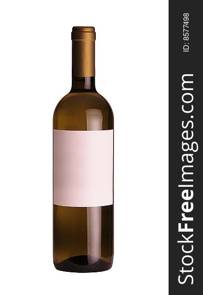 Bottle of wine isolated on 100% white background