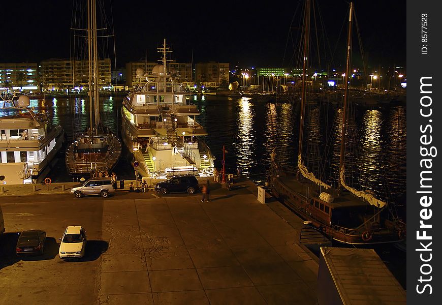 On the way to Palma de Mallorca, at midnight at the port of Ibiza. On the way to Palma de Mallorca, at midnight at the port of Ibiza.