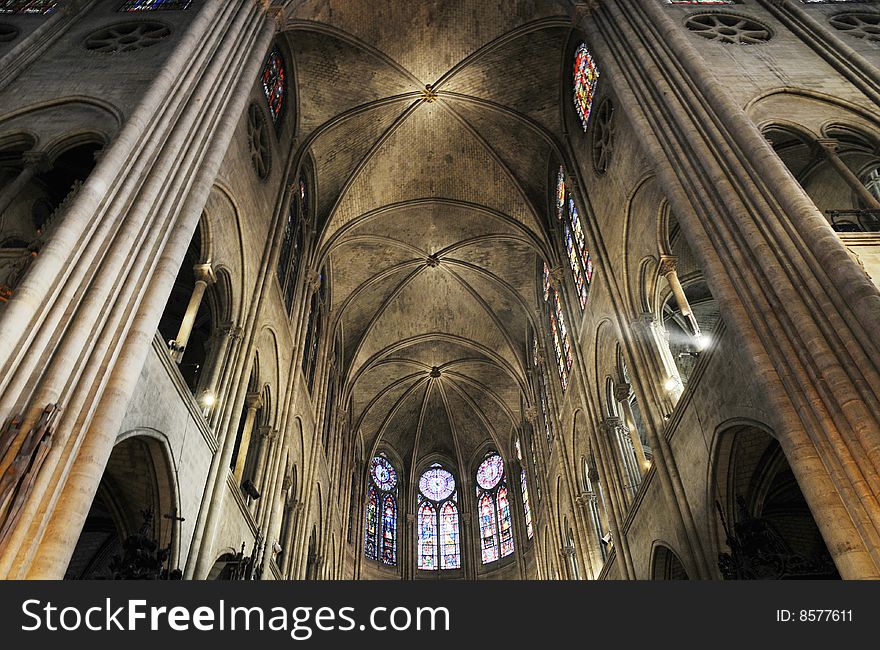 Arch architecture of the cathedral, skylight of  beautiful church. Arch architecture of the cathedral, skylight of  beautiful church