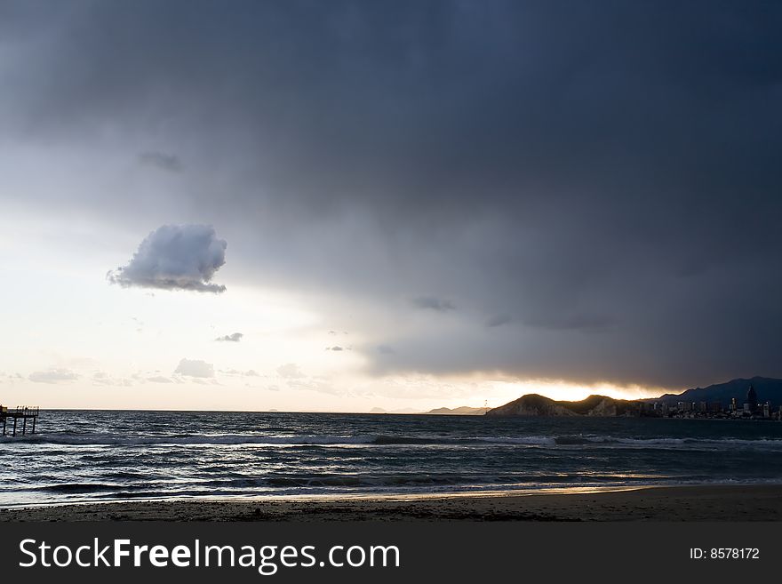 On coming storm above the sea