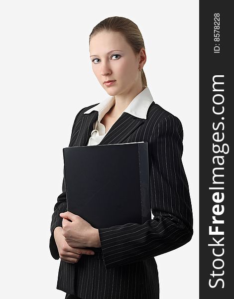 Young Beautiful Businesswoman With Folder