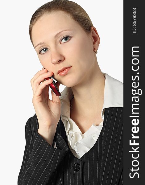 Young beautiful businesswoman with cellular phone