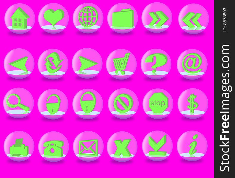 Buttons - badges for web - pages of one pink-green style. Buttons - badges for web - pages of one pink-green style