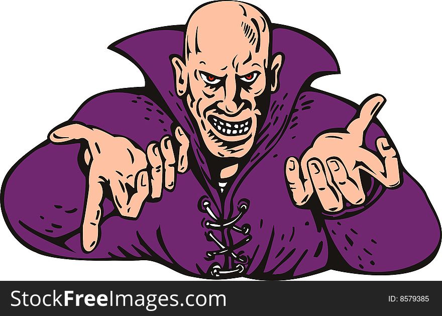 Vector illustration of an Evil wizard isolated on white background