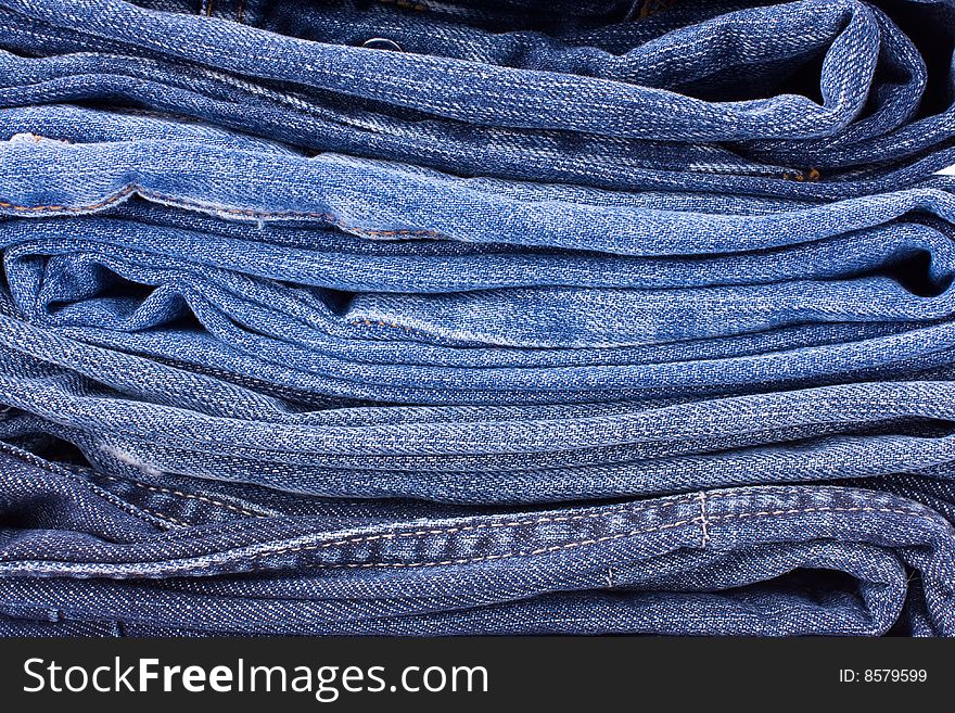 Stack of Blue Jeans for Background