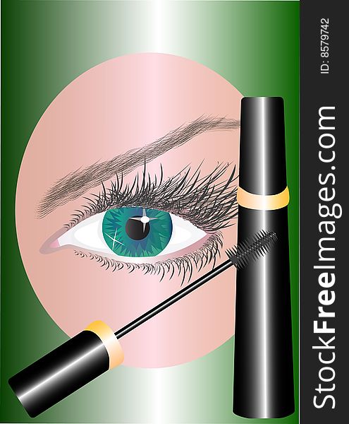 Green eye, makeup and eye, vector. Green eye, makeup and eye, vector