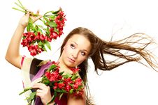 Beautiful Woman With Flowers Royalty Free Stock Photos