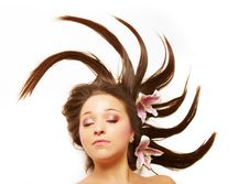 Beautiful Woman With Flowers In Hair Stock Images