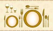 Spoon, Knife, Fork, Plate And Wineglass Stock Photo Spoon, Knife, Fork, Plate And Wineglass Stock Photo