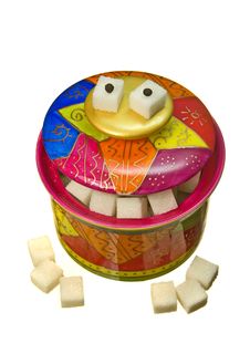 Colorful Funny Sugar-bowl, Isolated Stock Photos Colorful Funny Sugar-bowl, Isolated Stock Photos
