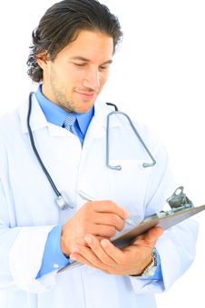 Isolated Male Doctor Writing Report Stock Images Isolated Male Doctor Writing Report Stock Images