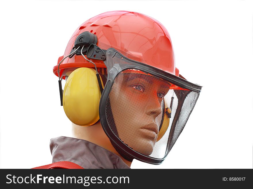 Mannequin of worker in hard hat