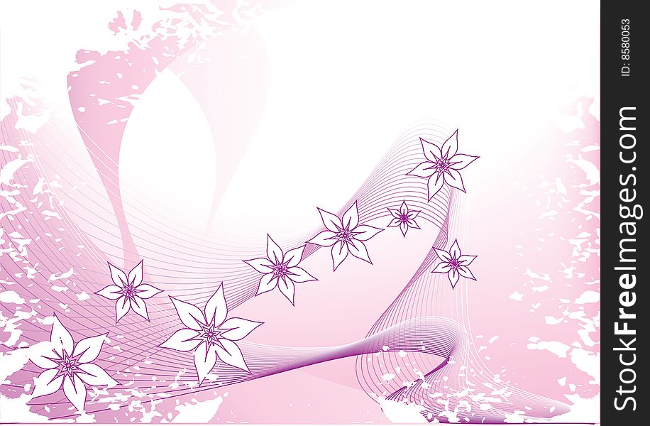 Pink floral card, abstract background vector