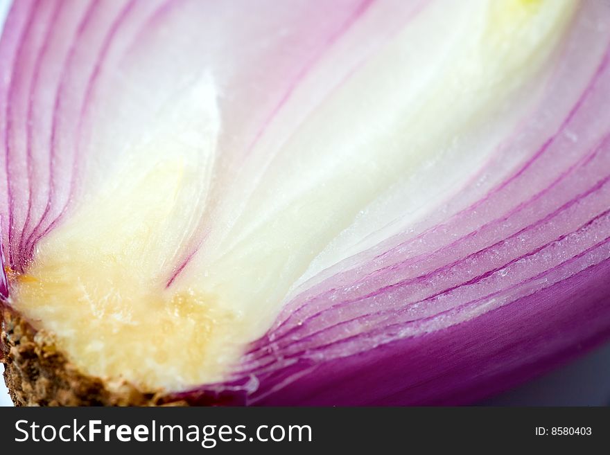 Vitamin split violet onion bulb macro background