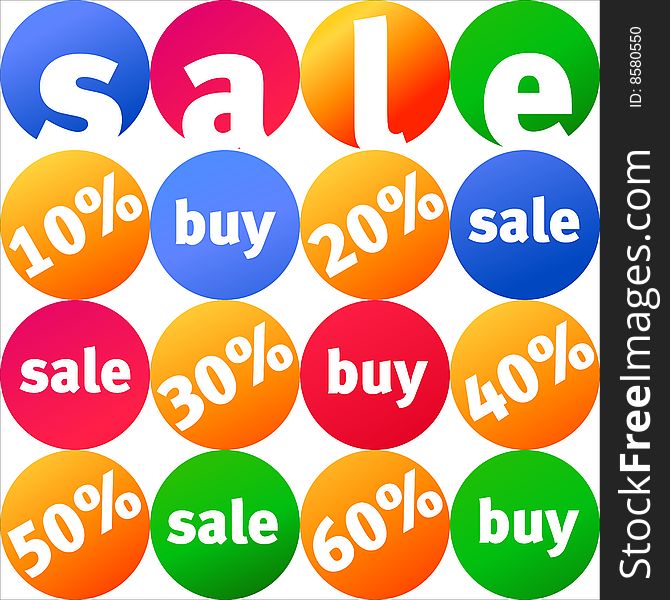 Colorful stickers on white background, sale concept. Colorful stickers on white background, sale concept