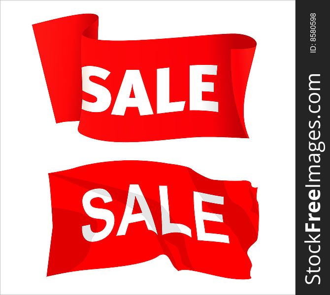 Red sale banner on white background