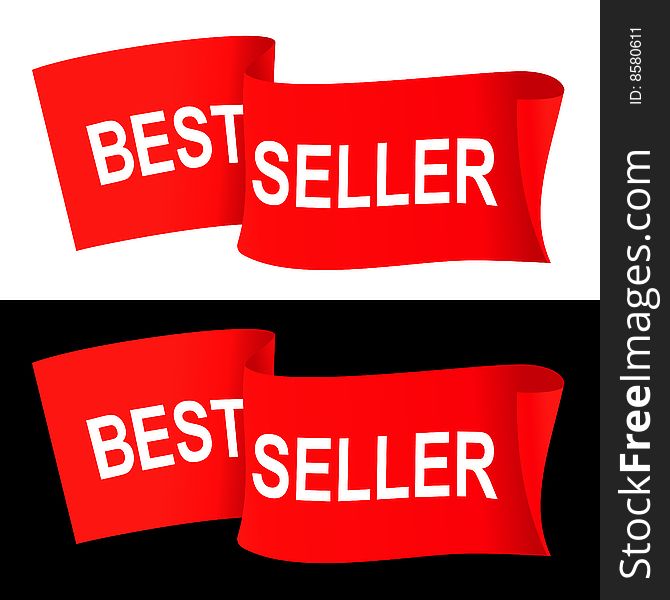 Red sale banner on black or white background