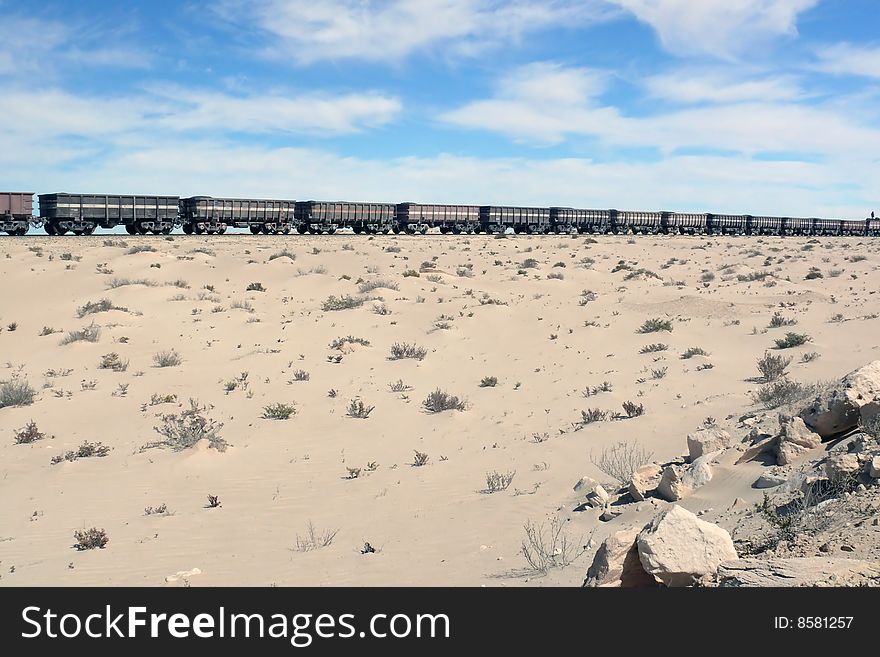 Iron Ore Train In The Sahara, Mauritania