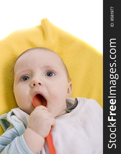 Eating baby on a white background