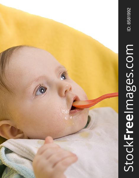 Eating baby on a white background