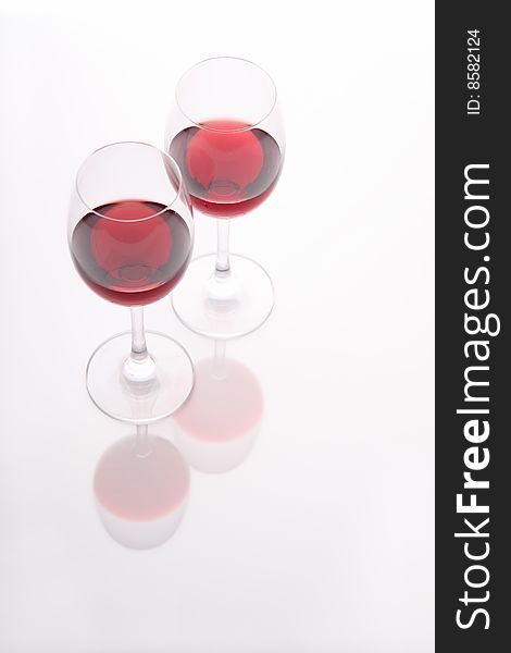 Glasses of red wine. View from above. Glasses of red wine. View from above