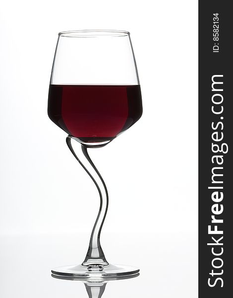 Glass of red wine rubin tint