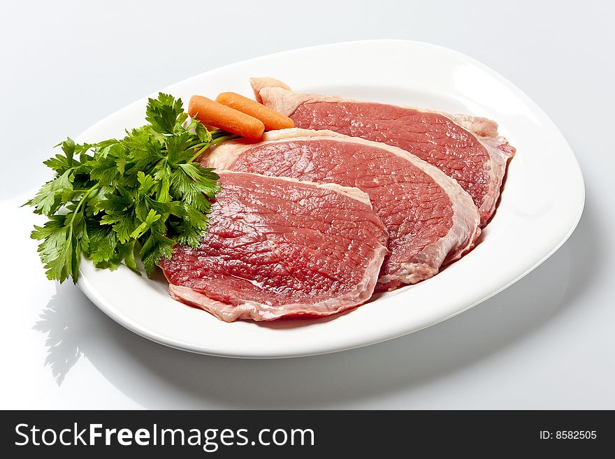 Raw beef cut known as eye of round