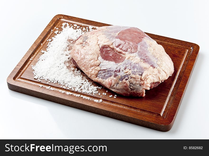 Raw beef cut known as striploin