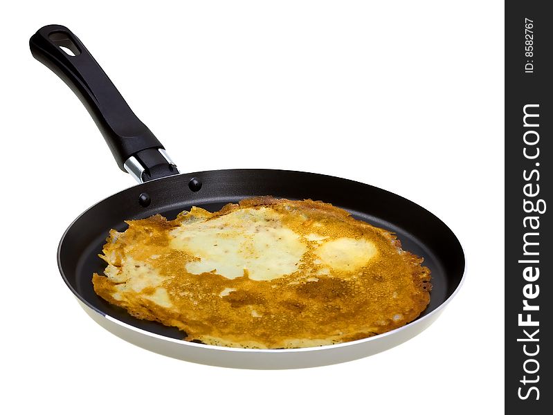 Pancake cooking in a pan