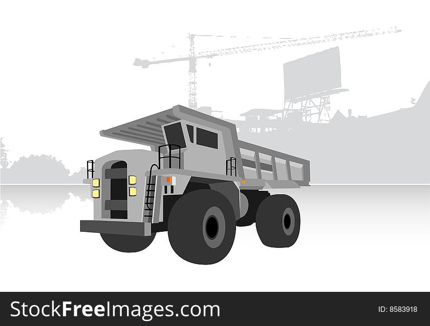 Gray quarry truck, vector illustration