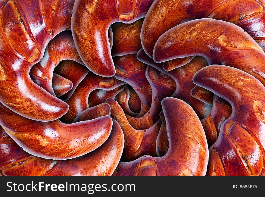 Many croissants spiral composition for abstract background