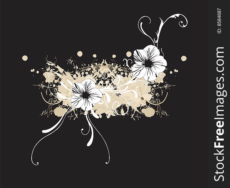 Illustration of flowers on a grungy background. Illustration of flowers on a grungy background