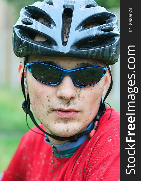 Portrait of a  mountain bike racer