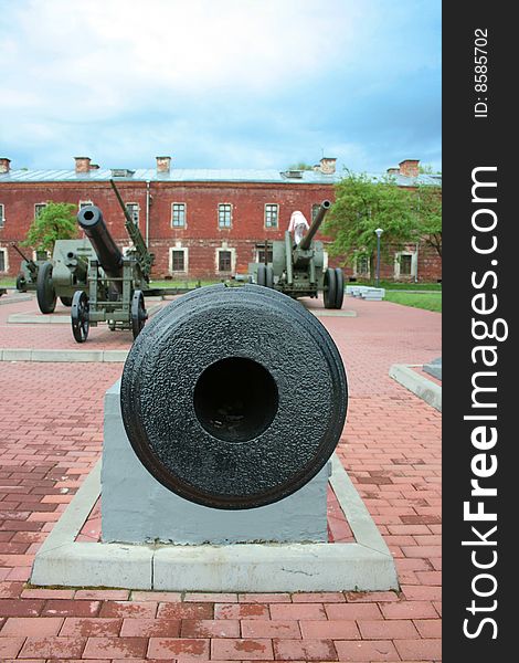 Old russian cannon in Brest Fortress, Belarus