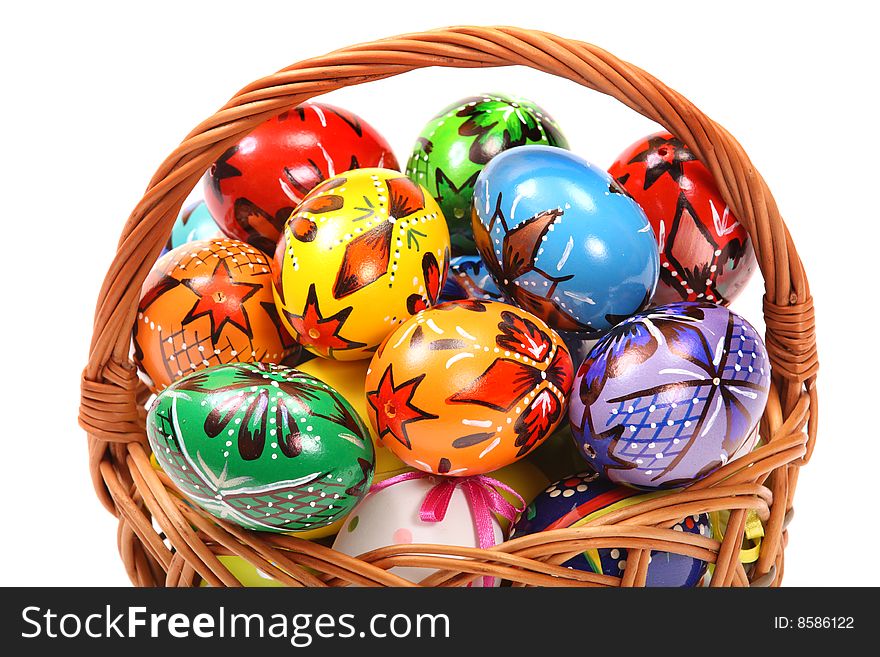 Easter Eggs in wicker basket