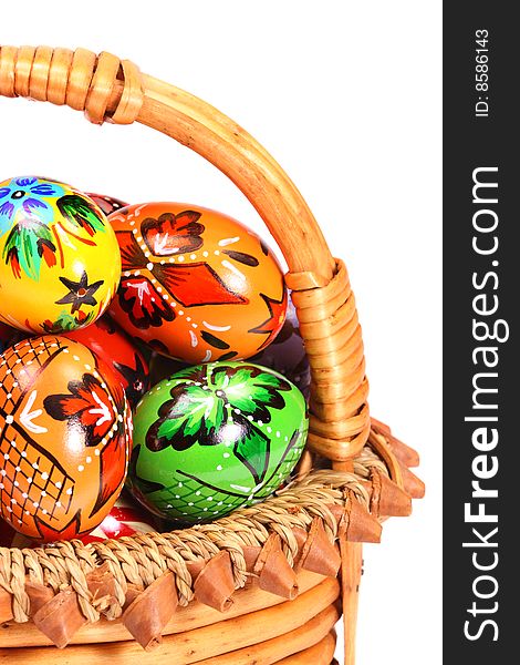 Easter Eggs In Wicker Basket