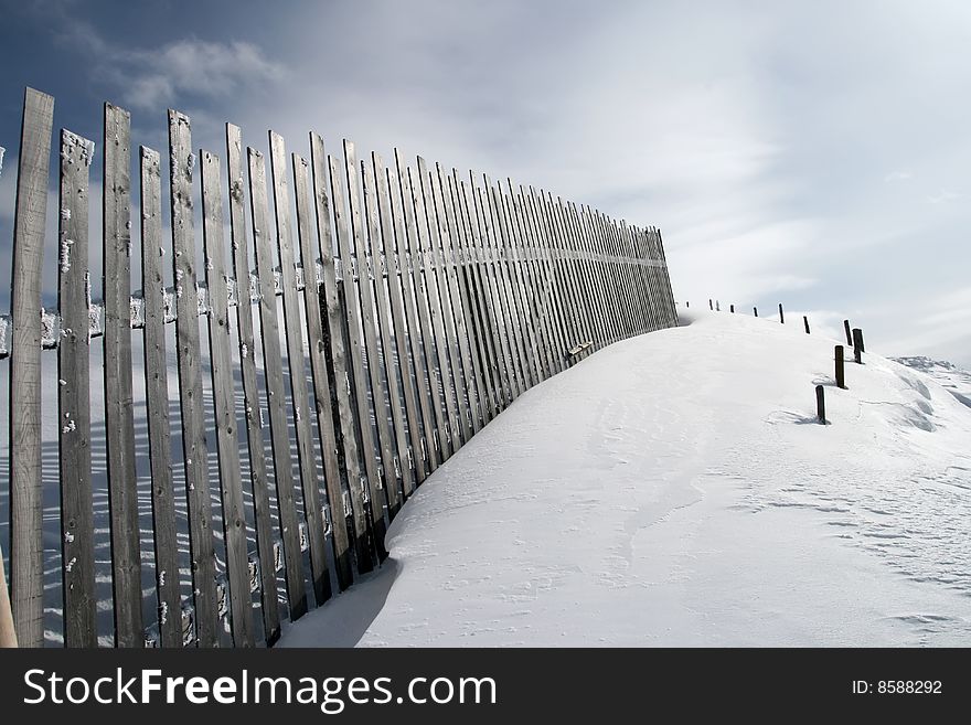 Fence of lathe in austrian alps.