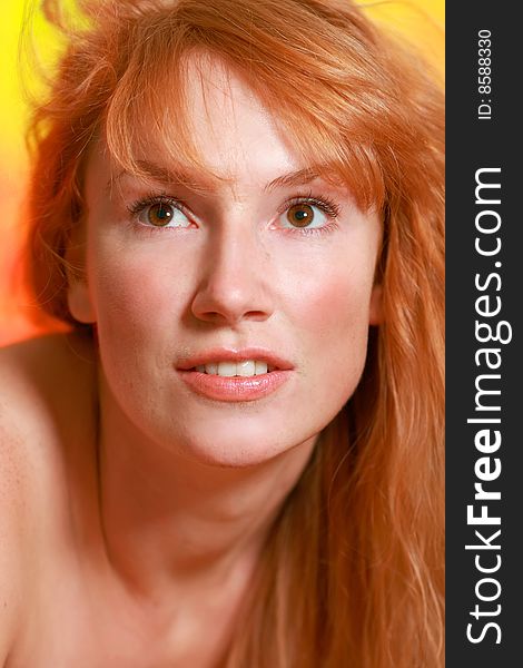 Portrait of the beautiful red-haired girl. Portrait of the beautiful red-haired girl