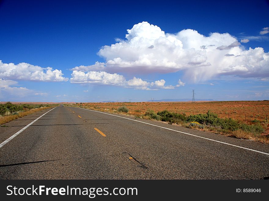 View of the road through North Arizona