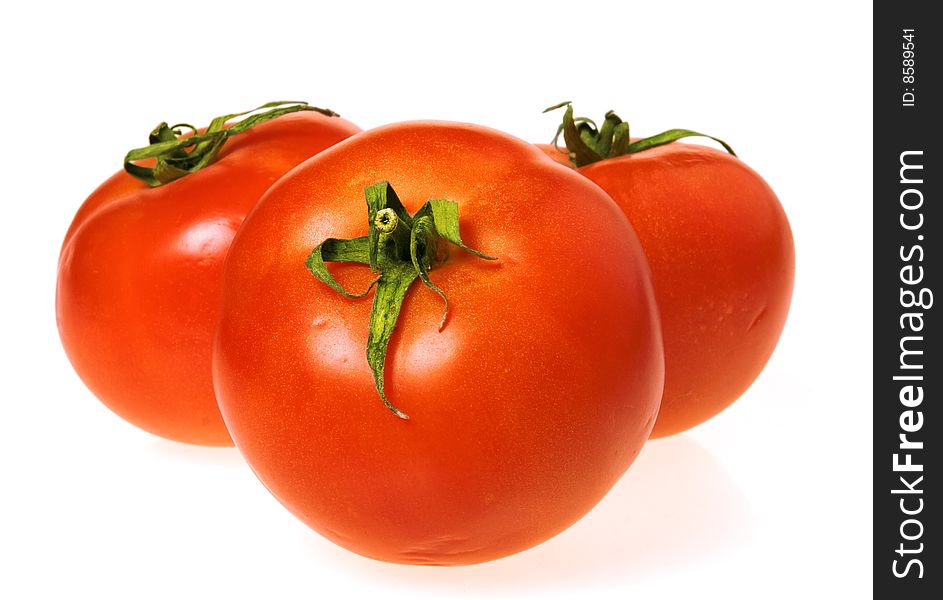 Tomatoes isolated on white background.