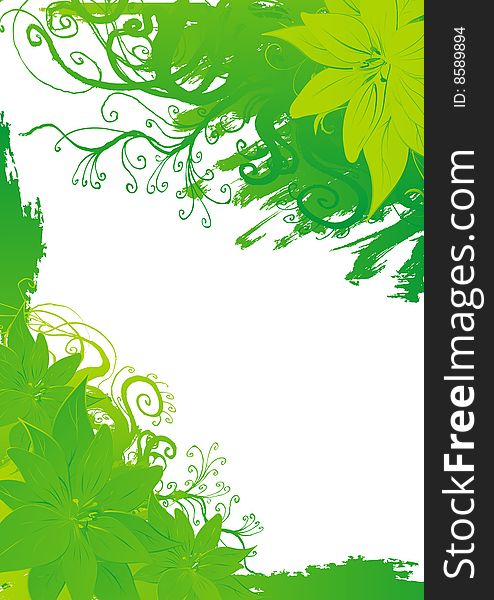 Vegetative ornament of green colour with space for the text. Vegetative ornament of green colour with space for the text