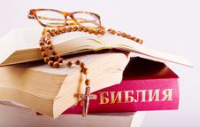 Open Bible With Rosary And Glasses Stock Image Open Bible With Rosary And Glasses Stock Image