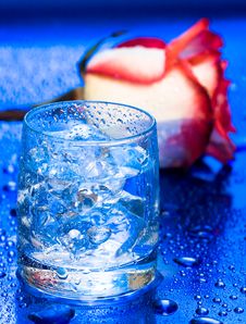 Glass With Water And Rose Stock Photo Glass With Water And Rose Stock Photo