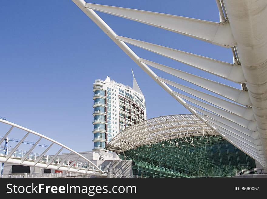 Business center of modern architecture building (steel and glass)